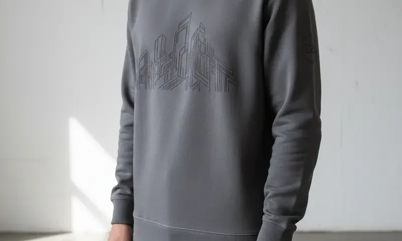 Renkli baskılı sweatshirtlerin gösterildiği şık bir görüntü.